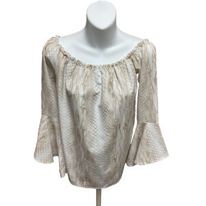 Nikki & Erin Womens Shirt Size Medium Animal Print New Long Sleeve Bell Sleeve